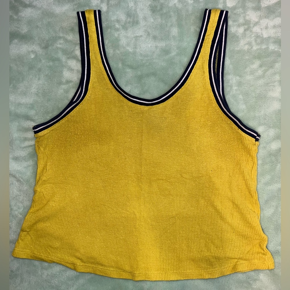 Yellow Ribbed Crop Tank